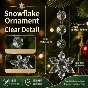 Clear acrylic snowflake Christmas ornament pendant for festive holiday tree decoration