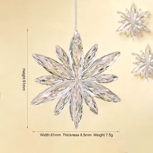 Elegante transparante acryl sneeuwvlok hanger voor kerstboom decoratie ophanging