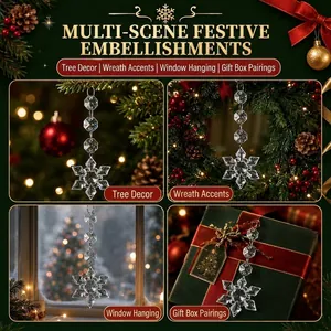 Set of 30 acrylic crystal snowflake pendants for elegant Christmas tree and holiday window decor