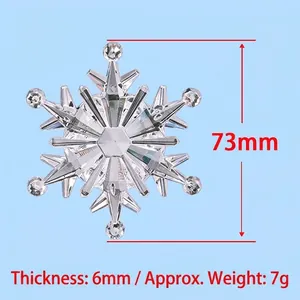 Transparante acryl sneeuwvlok voor kerstboom, 73 mm kristalstijl decoratie