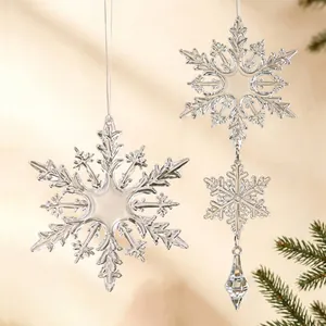 Set van transparante acryl sneeuwvlok hangers voor kerstboom en etalage decoratie