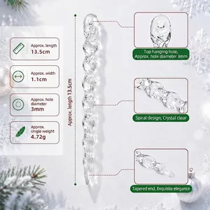 13,5 cm klarer spiralförmiger Weihnachts-Eiszapfen-Anhänger für den Baum