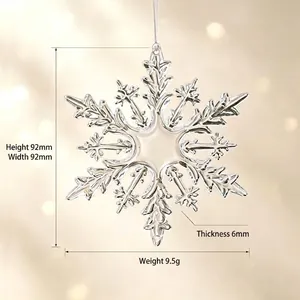 Transparante acryl sneeuwvlok ornament decoratie voor kerstboom 92mm x 92mm