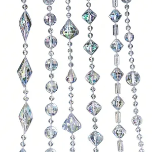Elegant clear acrylic crystal bead chain for wedding decor and DIY curtain making