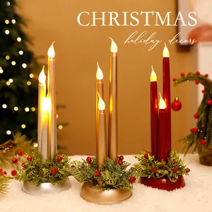 LED Flammenlose Elektronische Kerzen Weihnachtsdekoration Tischdekoration Gold Silber Rot Kunststoff Flackernde Kerzen