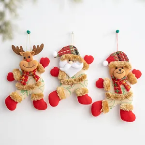 Set of 3 Christmas plush dancing dolls for festive tree hanging and holiday party decoration