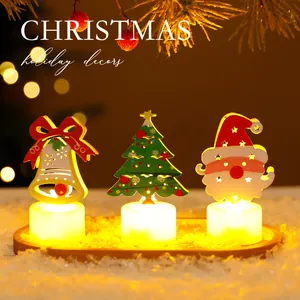 Bougies de Noël à LED décoratives avec Père Noël et sapin pour les fêtes de fin d'année