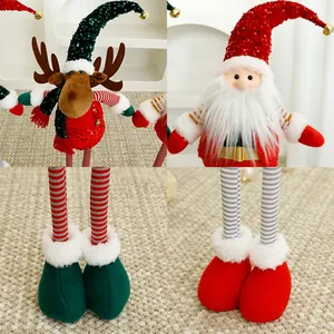 Set of Christmas standing telescopic plush dolls featuring Santa and Reindeer designs