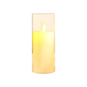 Candela elettronica a LED calda e realistica in bicchiere di vetro per decoro natalizio