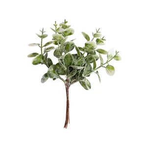 Lifelike frosted artificial eucalyptus leaves bouquet for DIY forest style home decoration