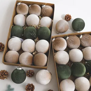 Handmade Flocked Christmas Ball Ornaments Velvet Textured Hanging Tree Decorations For Holiday Party Aesthetic Home Decor
