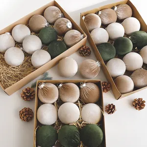 Samt Weihnachtsball Ornamente Beflockt Handgefertigt Hängende Feiertagsdekoration Elegante Vintage Baumdeko