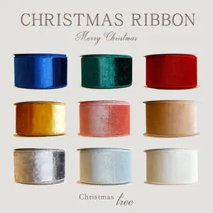 Luxury Christmas Velvet Ribbon Roll Soft Flannel Fabric For DIY Craft Gift Wrapping Home Holiday Party Wedding Decoration Sewing Accessories
