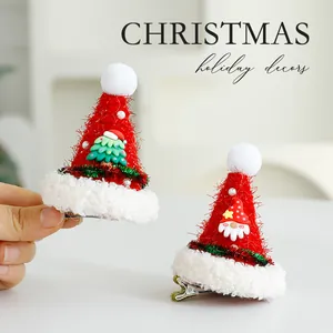 Fermagli per capelli natalizi a forma di cappello di Babbo Natale con decorazioni