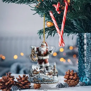 Adornos Colgantes Planos de Acrílico para Árbol de Navidad Patrón de Papá Noel Castillo Muñeco de Nieve Decoración de Fiesta Hogar