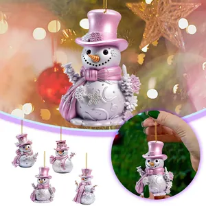 Colgante de Acrílico de Muñeco de Nieve de Navidad Adorno Colgante de Muñeco de Nieve Festivo para Decoración de Árbol de Navidad Accesorios