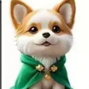 Detailansicht eines 2D-Acryl-Corgi-Weihnachtsanhängers mit grünem Feiertagsumhang