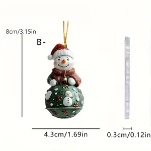 Dimensions détaillées de l'ornement bonhomme de neige en acrylique 8cm x 4.3cm x 0.3cm