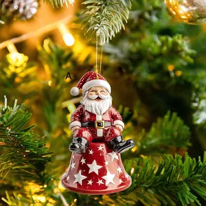 Pendentif de Noël en Acrylique Père Noël Renne Bonhomme de Neige Décoration Suspendue pour Sapin de Noël Sac Porte-Clés Ornement Cadeau