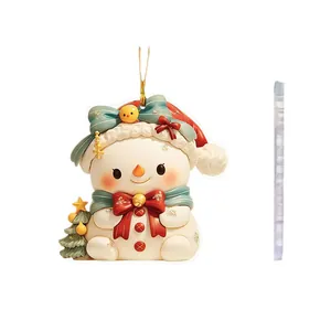 Simpatico ornamento in acrilico pupazzo di neve per albero di Natale o zainetto