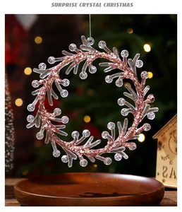 Festive rose gold glitter acrylic Christmas wreath ornament hanging decoration for tree