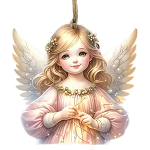 Pendentif ange blond mignon en acrylique pour décoration de sapin de Noël et de voiture
