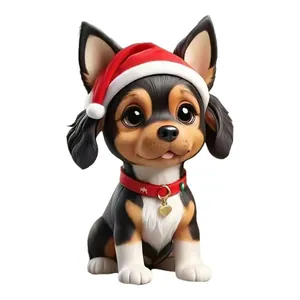 Niedlicher Weihnachts-Hund 2D Acryl Flachanhänger als eine festliche Baumdekoration