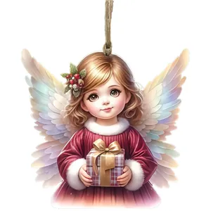 Détail haute définition d'un mignon pendentif ange en acrylique pour arbre de Noël