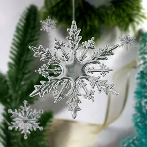 Elegante transparante acryl sneeuwvlok ornamenten voor feestelijke kerstboomversiering