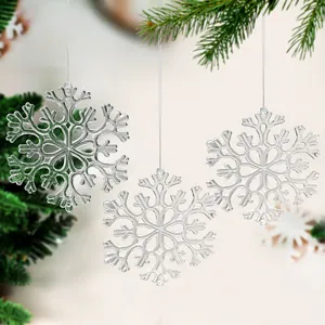 Ornements de flocons de neige en cristal clair pour décoration de sapin de Noël
