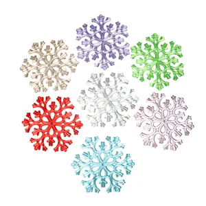 Pendentifs de flocons de neige colorés en plastique pour sapin de Noël, lot de 7 pièces