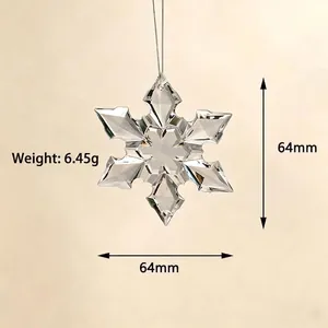 Grote 64 mm transparante gefacetteerde kristallen sneeuwvlokhanger voor kerstboomversiering