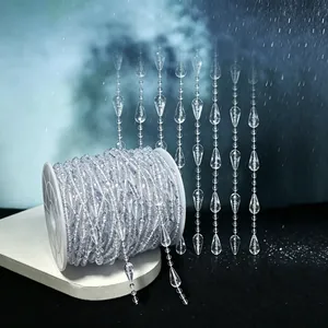 Chaîne de perles en acrylique transparent pour rideaux de mariage DIY et artisanat