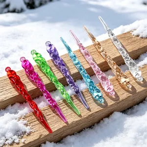 Decorative colorful acrylic spiral icicle ornaments for Christmas tree decor in snow
