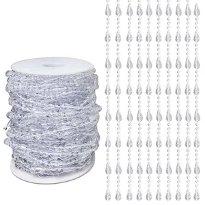 Chaîne de perles en acrylique transparent en forme de goutte pour décor de mariage DIY