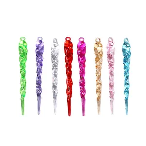 Colorful acrylic icicle ornaments for Christmas tree decoration with crystal spiral design.