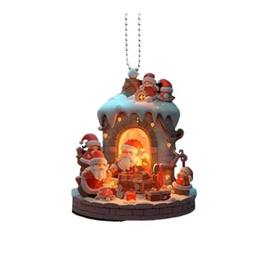Adorno plano de acrílico de Papá Noel para la decoración del árbol de Navidad.