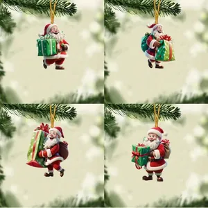 Weihnachtsmann Acryl Hängedekoration Weihnachtsbaum Deko Geschenkbox Muster Flacher Anhänger Für Feiertag Party Heim Deko
