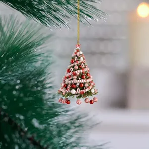 Roter und weißer festlicher Acryl-Weihnachtsbaumschmuck mit Zuckerstangen-Motiven