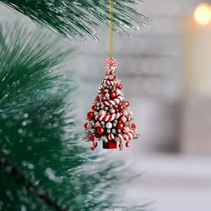 Festlicher Acryl-Weihnachtsbaumschmuck mit rot-weißer Bonbon-Dekoration für Zuhause