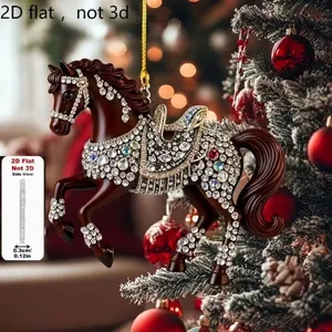 Primer plano del adorno de caballo de acrílico 2D con pedrería y 0,3 cm de grosor