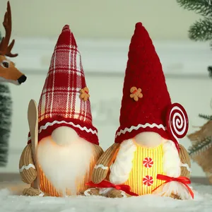 Decorazioni Gnomo Senza Volto di Pan di Zenzero Natalizio Omino di Pan di Zenzero Peluche Svedese Tomte Luminoso LED per Casa Natale