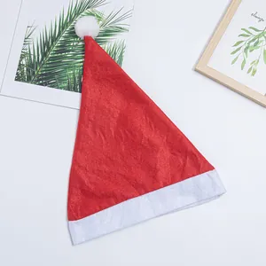 Cappello di Natale Classico Rosso Bianco in Tessuto Non Tessuto Decorazione per Feste di Natale per Adulti Regalo Festivo