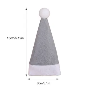 Mini bonnet de Noël argenté porte-couverts, 13x6 cm, décor de table de fête.