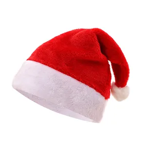 Cappello di Babbo Natale classico in peluche rosso e bianco per decorazioni di Natale