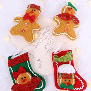 Adornos de Navidad de Hombre de Jengibre Peluche Mini Calcetín Colgante Decoración de Árbol Fiesta Hogar