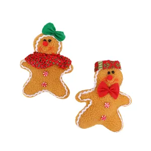 Set de dos lindos adornos de peluche de hombre de jengibre para decoración de Navidad