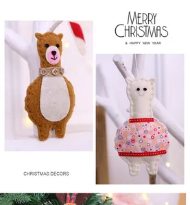 Handgefertigte Weihnachtsanhänger aus Filz mit niedlichen Bären- und Alpaka-Tiermotiven