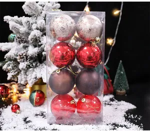 Set mit 8 festlichen Weihnachtskugeln in einer Klarsichtbox für die Feiertage