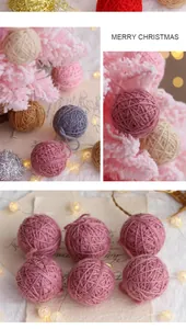 Nahaufnahme von rosa 5cm Wollkugeln für Weihnachtsdeko, 6er-Pack DIY-Requisiten.